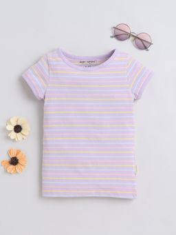 Baby Nation - Girls Purple Printed Cotton T-Shirt