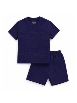 Trampoline - Boys Navy Blue Textured Jacquard Co-Ord Set