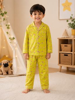 VASTRARTH - Unisex Mustard Printed Cotton Co-Ord Set