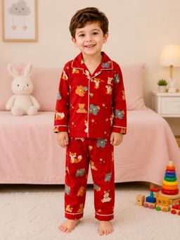 VASTRARTH - Unisex Red Printed Cotton Co-Ord Set