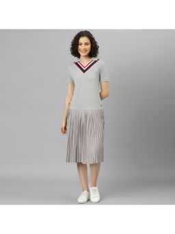 Beverly Hills Polo Club - Lawn Play V-Neck Polo Dress Grey