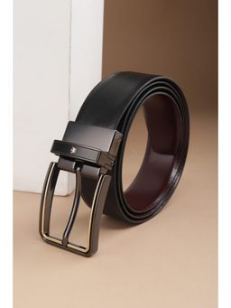 Louis Philippe - Men Black Textured Leather Casual Belt