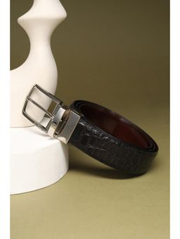 Louis Philippe - Men Black Textured Leather Formal Belt