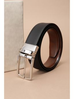 Louis Philippe - Men Black Solid Leather Formal Belt