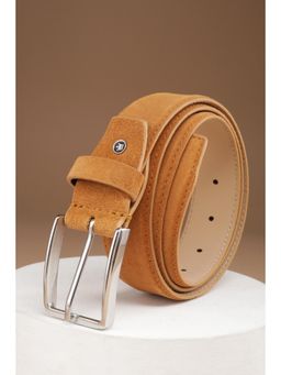 Louis Philippe - Men Tan Solid Leather Casual Belt