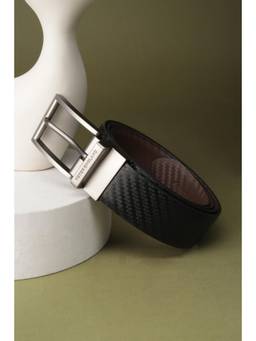 Peter England - Men Black Textured Leather Belt