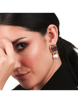 Isharya - O’Keeffe Purple And Pearl Drop Earrings