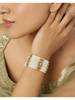 Indinoor - White Zashi Jadau Bracelet