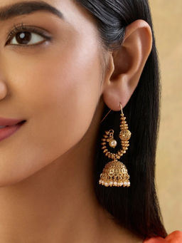 Indinoor - Gold Groohini Temple Earrings