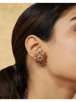 Indinoor - White Ishania Temple Stud Earrings