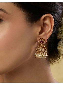 Indinoor - Gold Vayra Temple Jhumka Earrings