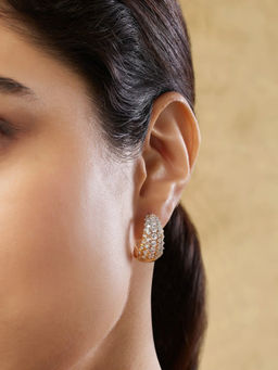 Indinoor - White Olysha Zircon Hoop Earrings
