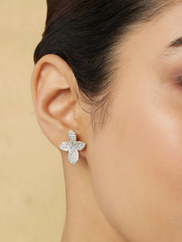 Indinoor - White Lomi Zircon Stud Earrings
