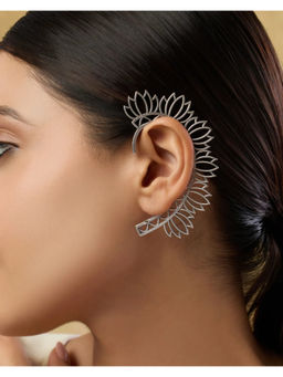 Indinoor - Silver Mayira Oxidised Silver Ear Cuff