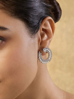 Indinoor - White Nirvani Zircon Stud Earrings