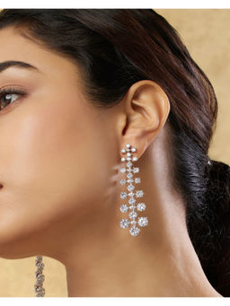 Indinoor - White Nayvini Zircon Dangler Earrings