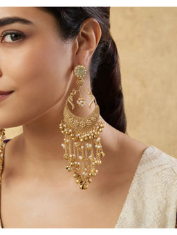 Indinoor - White Devirae Kundan Polka Chaandbaalis