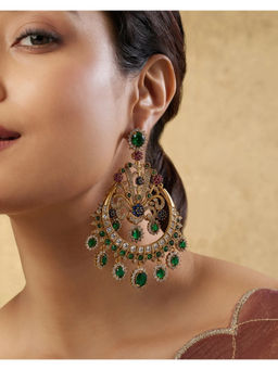 Indinoor - Green Dharma Kundan Polka Chaandbaalis