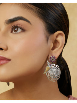 Indinoor - Purple Omshi Oxidised Dangler Earrings