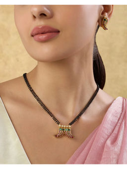 Indinoor - Black Tharika Mangalsutra with Earrings