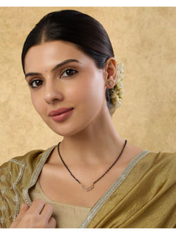 Indinoor - Black Somaya Zircon Mangalsutra with Earrings