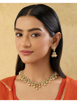 Indinoor - Green Padmika Jadau Necklace with Earrings