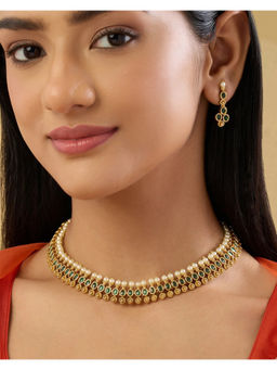 Indinoor - Green Khazana Temple Necklace with Earrings