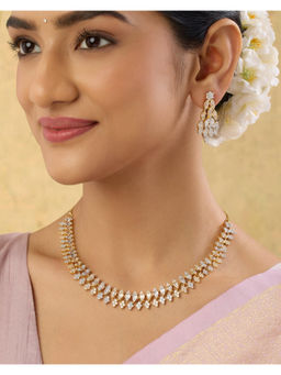 Indinoor - White Mehka Zircon Necklace with Earrings