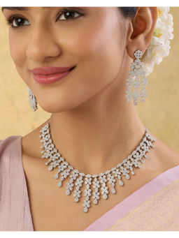 Indinoor - White Zulf Zircon Necklace with Earrings