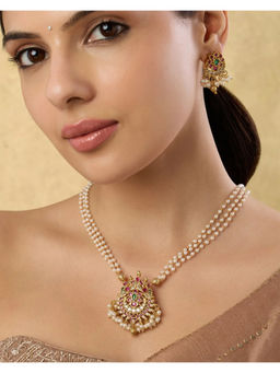 Indinoor - Multi-Color Venyara Temple Necklace with Earrings