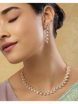 Indinoor - White Jemimah Zircon Necklace with Earrings