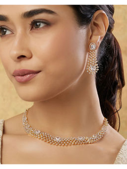 Indinoor - White Kairvini Zircon Necklace with Earrings