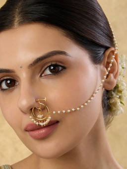 Indinoor - White Palvisha Temple Nose Ring