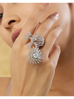 Indinoor - White Zarvini Zircon Statement Ring