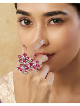Indinoor - Pink Keshani Zircon Statement Ring
