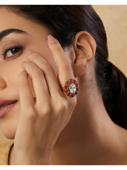 Indinoor - Pink Kairael Kundan Polki Ring