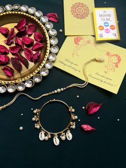 PAYA - Pearl Rakhi and Shell Bangle Lumba / Sister Rakhi Combo
