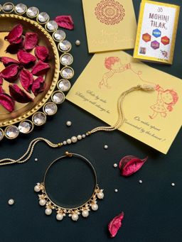 PAYA - Pearl Rakhi and Bangle Lumba / Sister Rakhi Combo