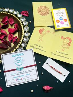 PAYA - Lucky Color Healing Zodiac Rakhi and Dhaaga Combo - Aquarius
