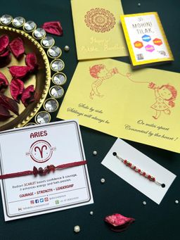 PAYA - Lucky Color Healing Zodiac Rakhi and Dhaaga Combo - Aries