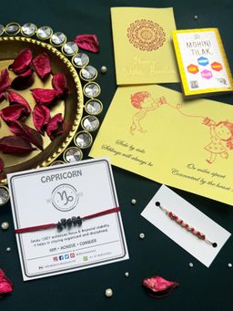 PAYA - Lucky Color Healing Zodiac Rakhi and Dhaaga Combo - Capricorn