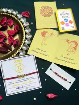 PAYA - Lucky Color Healing Zodiac Rakhi and Dhaaga Combo - Gemini