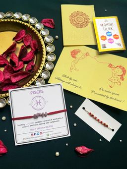PAYA - Lucky Color Healing Zodiac Rakhi and Dhaaga Combo - Pisces