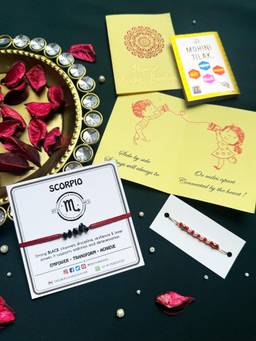 PAYA - Lucky Color Healing Zodiac Rakhi and Dhaaga Combo - Scorpio