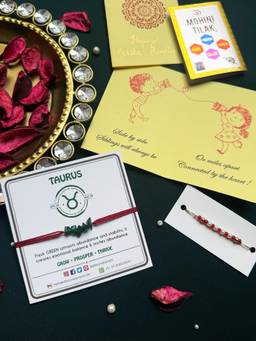 PAYA - Lucky Color Healing Zodiac Rakhi and Dhaaga Combo - Taurus