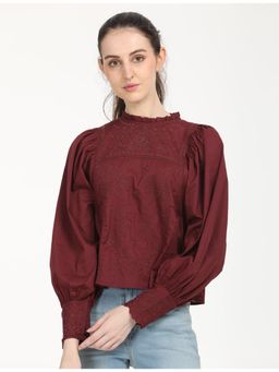 Levi's - Womens Solid Maroon High Neck Top