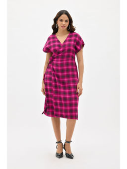Virgio - Kaya Checked Cotton Wrap Dress