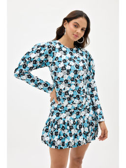 Virgio - Kira Blue Floral Cotton Print Dress