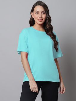 Kanvin - Turquoise Women Solid T-shirt