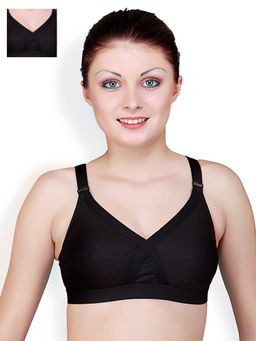 Floret - Pack Of 2 Solid Full Coverage Bra - Black